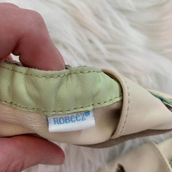 Baby Robeez Shoes 0-6 Months Giraffe Green Beige - Picture 8 of 8